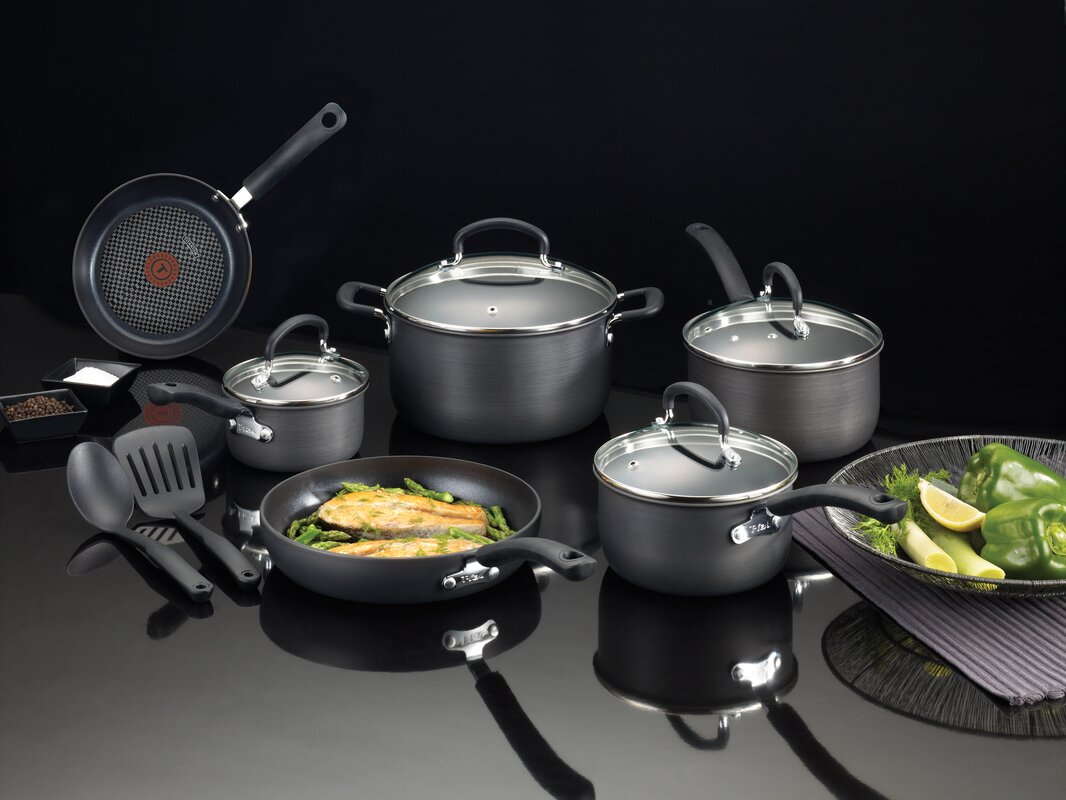 T Fal Ultimate 12 Piece Hard Anodized Non Stick Cookware Set And Reviews